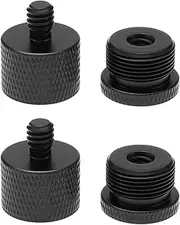 ECSiNG 4Pcs Mic Stand Adapter 1/4 Female to 5/8 Male Screw Thread Adapter 5/8 Female to 1/4 Male Thread Adapter Accessories for Mounting Cameras Recorders Black