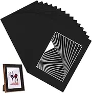 15 Pieces Black Picture Mounts, A4 Photo Mounts Frame Mounts Bevel Cut Mounts Picture Mats for 8 x 6 inch Image Picture Posters, Paintings, Photo Work
