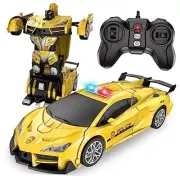 Remote Control Car, Transform Robot RC Cars, 2.4Ghz Transforming Police Yellow