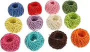 12 Rolls Colored Twine Hand-Made Flax Twine Colorful Decor Jute Christmas Twine Natural Ropes Green Twine Decoration Christmas Decor 2 Mm Flax Rope Cords Natural Flax Threads Numb