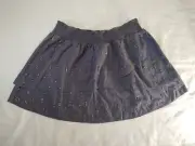 NWT American Eagle Outfitters Grey Beaded Mini Skirt Pull-on Smocked Layered M