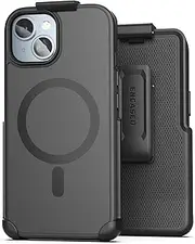 Encased SlimShield for iPhone 15 Belt Clip Case with Phone Holster (Compatible with MagSafe) Matte Black (iPhone 15)