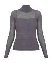 mélange-effect semi-sheer roll-neck top XL Gray