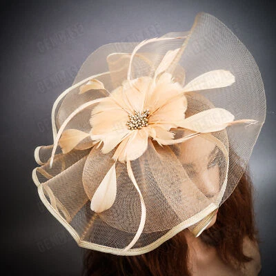Gold Fascinator Hat Hair Dress Hand band for Women | Wedding, Tea Party, Races