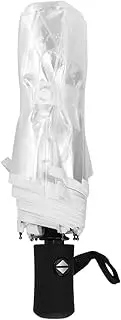 [WOOVEEWIND] Fashionable Transparent Folding Rain Umbrella One Button Automatic Opening and Closing, Windproof and Waterproof Frosted Handle Clear Folding Umbrella Windproof