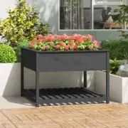 Planter With Shelf Grey 111.5X111.5X81 Cm Solid Wood Pine