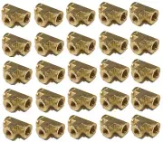25 PACK BRASS FORGED REDUCING TEE 1/4 X 1/4 X 1/8 FEMALE NPT FNPT