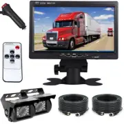 4Pin 49ft 7" Rear View Monitor 12V-24V Truck RVs Caravan 2x CCD Reversing Camera
