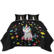 Simple Floral Circle and Adorable Unicorn Coverlet