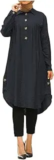 [Generic] Muslim Dresses for Women Lightweight Long Sleeve Islamic Prayer Clothes Islamic Robe Long Cardigan Maxi Dress, Blue, 5X-Large