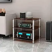 Tempered Glass Console Stand, Heavy Duty AV Media Stand, Large Professional Audio Tower Rack, Gaming Entertainment Center Rack, Video Game Console Shelf,Brown 3 Tiers