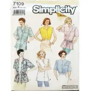 Simplicity Pattern 7109 Misses’ Size PT-XL Shirts With or Without Collars Uncut