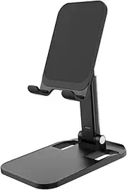 KOCKSHION 1Pc Adjustable Phone Holder Foldable Mobile Stand for Smartphones and Tablets Under Desktop Phone Rack for Office Bedroom Black Design