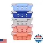 ECOBERI Glass Storage Containers with Lids, 5 Piece Set, 4.5 Cup, Meal Prep,