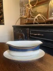 Mikasa Grand Ivory Imperial Lapis Gravy Boat & Underplate L2826~NEW W/ TAG