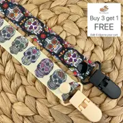 Dummy Clip - Pacifier Chain - Binky Band - Soother Holder - Dummie Strap - Skull