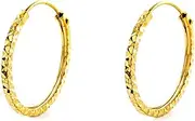 [Monde Petit] Mondepe 2980 18ct Yellow Gold Square Carved Earrings 16x1.2mm Normal Yellow Gold Non Gemstone, Normal, Yellow Gold, No Gemstone