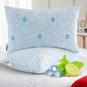 Cooling Memory Foam Queen Pillows Support for Side Back Stomach Sleepers 2 pcs