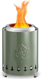 Tabletop Fire Pit 6.7"*7.3“ with Stand, Smokeless Firepit Outdoor, 304 Stainless Steel Small Table Top Stove Fueled by Pellets Or Wood,Low Smoke Mini Round Fire Pit Bowl Iutdoor, Green