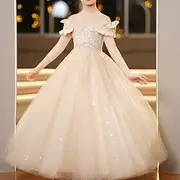 Kids Girls' Flower Girl Dress Party Dress Solid Color Short Sleeve Wedding Party Special Occasion Princess Polyester Party Dress Flower Girl's Dress Summer Spr