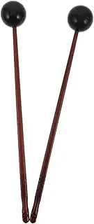 NULYLU 2pcs Wooden Tongue Drumstick Bell Mallets Percussion Drum Mallets Rubber Xylophone Mallets with Wood Handle Mini Drumsticks Soft Mallets Percussion Drumsticks for Bell Stick