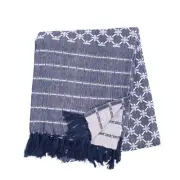 Markle Navy Woven 50" x 60" Throw Blanket with Fringe