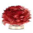 (Wine Red)Feather Table Lamp Stepless Dimming USB Charging Touch Control LED GH