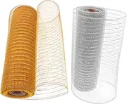 2 Rolls Mesh Ribbon 10 Inch x 10 Yard for DIY Craft Wedding Birthday Christmas Decorations