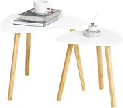 SoBuy Set of 2 Side Tables, White Nesting End Coffee Tables, FBT74-W