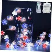 Independence Day Decor LED String Lights Battery Operated with Star-30led