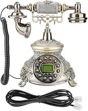 Classic European Antique Vintage Telephone, EU Retro Style Landline Telephone with LCD Display Caller ID Detection, Desk Phone for Office Home