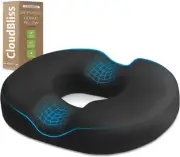 Donut Pillow Seat Cushion Chair Pad for Tailbone Pain Relief and Large, Black