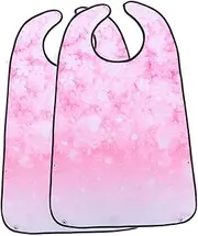 FRCOLOR Senior Eating Bibs 2pcs Waterproof Adult Dribble Bibs for Women Men Washable Elderly Clothing Protectors for Mealtime