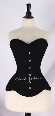 New & Beautifull Twill Cotton Jean black Steel Bone SteamPunk Corset