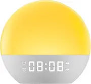 Wake Up Light Sunrise Alarm Clock for Kids, Heavy Sleepers, Bedroom, White Noise Sound Machine with 5W Stereo Bluetooth Speaker, 25 Natural Sounds, Dual Alarms, 17 Color Night Lights, Ideal for Gift
