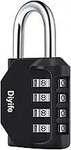 Combination Padlock, Diyife 4 Digit Heavy Duty Padlock Weatherproof Outdoor Locker Padlock for School Gym Locker, Sports Locker, Shed, Fence, Hasp, Garage, Gate, Toolbox, Door (Black)