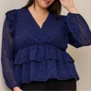 Torrid navy blue leopard print peplum top NWT size 3X