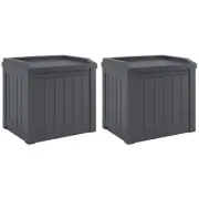 Suncast 22 Gal Outdoor Patio Small Deck Box w/Storage Seat, Cyberspace (2 Pack)