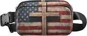 [XYMZR] Cross American Flag Vintage Fanny Pack Hip Bag Belt Bag for Women Man Fashion Waist Pack Water-repellent Crossbody Bag for Halloween Costumes Running Hiking Jogging Travel Sport, Multi-colored