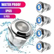 5 pcs Blue LED Push Button latching Switch Car Fog lights Socket plug 12V