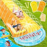 BuzzoXerex 31.16 ft/950 cm Water Slide Garden, 1.55 m Double Inflatable Water Slide with 2 Inflatable Boards for Summer Parties, Garden, Lawn and Outdoor Water Features