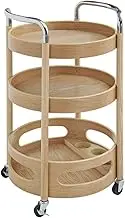 Movable Trolley 3 Tiers Movable Trolley Wine Cart Movable End Tables Meal Side Storage Table Snack Side Table Round Side Table for Home Bar Hotel Movable Dining Car
