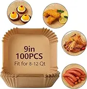 Air Fryer Liners Disposable: Top 10.5 inch, Bottom 9inch Air Fryer Parchment Paper Liners, 100PCS Square Food Grade Non-Stick Parchment Paper