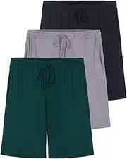 [Real Essentials] 3-Pack: Mens Super Soft Pajama Relaxed-Fit Sleep & Lounge Short (Available in Big & Tall)