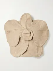 [Andres Otalora] Andres Otalora - Florencia Appliquéd Strapless Cropped Woven Top - Taupe - US6 US 6 Brown