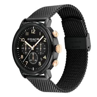 【COACH】官方授權經銷商 三眼計時米蘭帶時尚手錶-42mm/黑(14602605)
