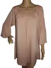 Win L-XL Mauve Pink Crochet Neckline Tunic Peasant Top boho blouse bell sleeve