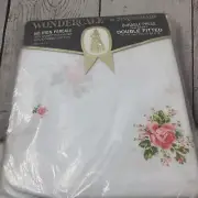 Vintage Wondercale Springmaid Double Fitted Sheet White Floral Fit 54 x 76 New