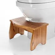HOLANA 9" Acacia Poop Stool for Bathroom Adults - Squatting Toilet Stool for Kids - Pooping Stool Squat with Anti Slip Layer - Bathroom Stools for Sitting/Travel (Acacia Wood 9 Inch Height)