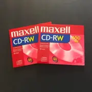 (2) New! Maxell 650 MB CD-RW Compact Discs Factory Sealed 74 min